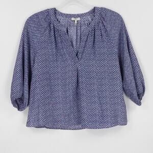 Joie Blouse Womens XS‎ Blue Silk Top Boho Whimsigoth V Neck Capsule Lightweight